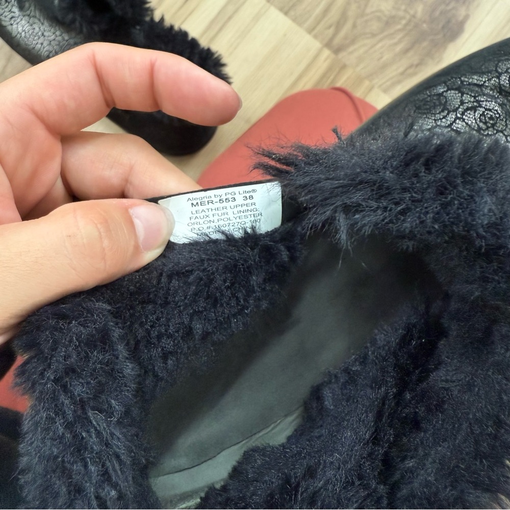 Alegria Black Ankle Boots with Faux Fur Lining - Picture 7 of 7